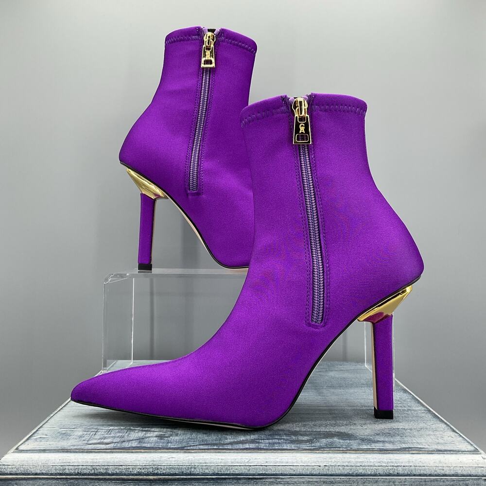 NEW Good American Women’s Ankle Shine Neoprene Booties Purple Size 6 - Picture 2 of 10